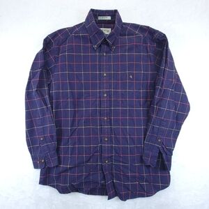 Orvis Men's Size Large Blue Red Yellow Plaid Cotton Pockets Button Down Casual
